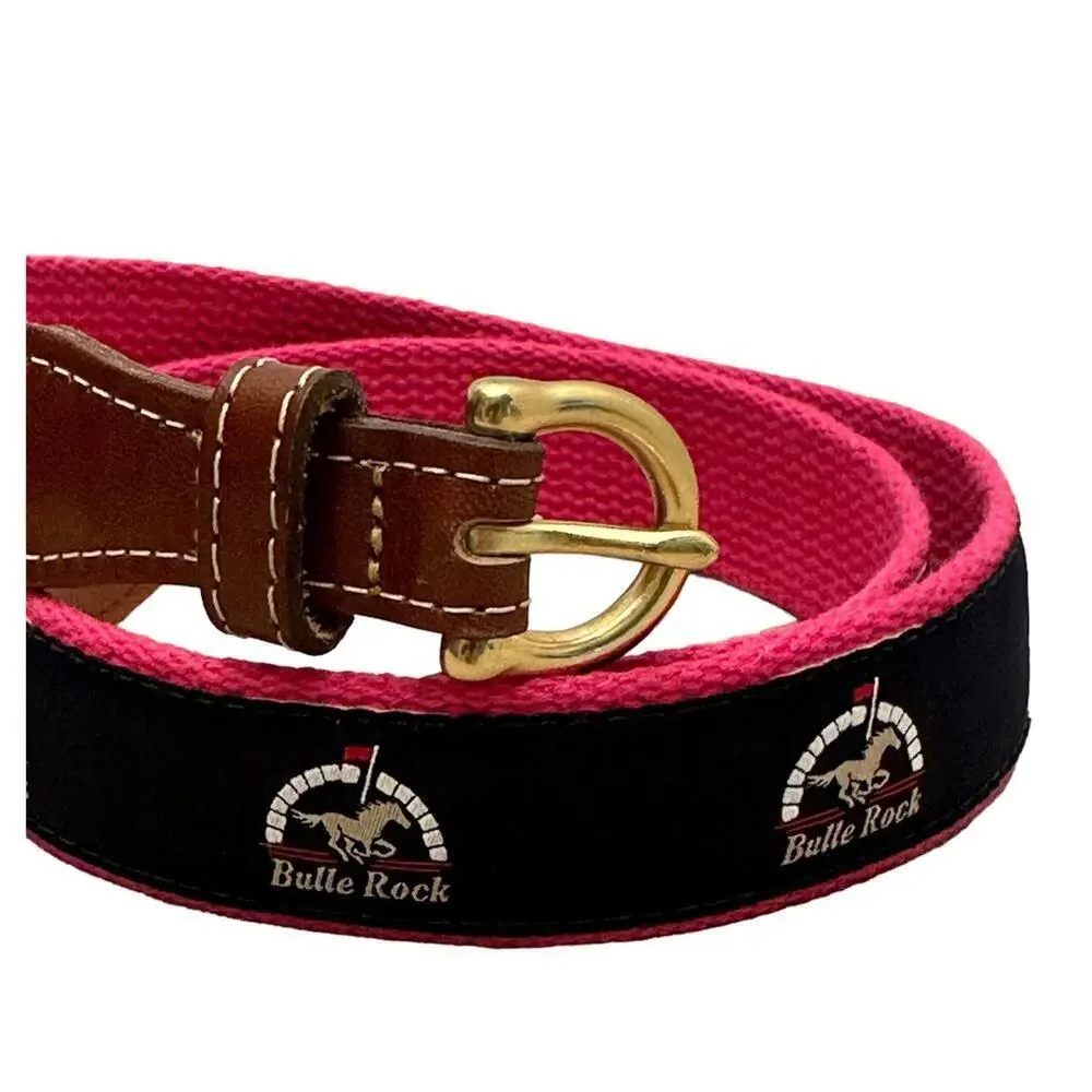 BULLE ROCK Golf Belt Men’s Size 34 Leather Backed Ribbon Style Casual Belt MD